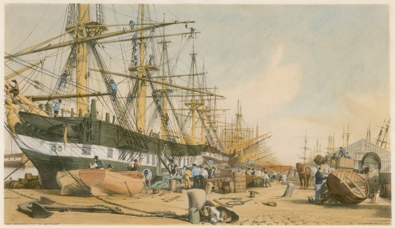 West India Docks, fra sørøst av William Parrott