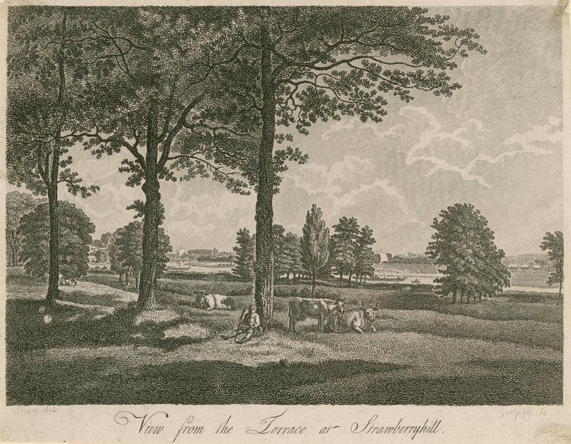 Utsikt fra terrassen til Strawberry Hill, London av William Pars