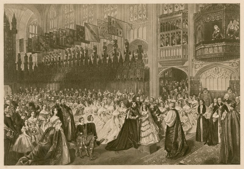 Ekteskap med prinsen av Wales og prinsesse Alexandra av Danmark, St George's Chapel, Windsor Castle av William Powell (after) Frith