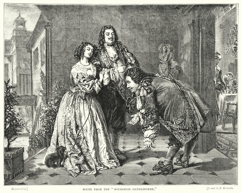 Scene fra Bourgeois Gentilhomme (gravering) av William Powell (after) Frith