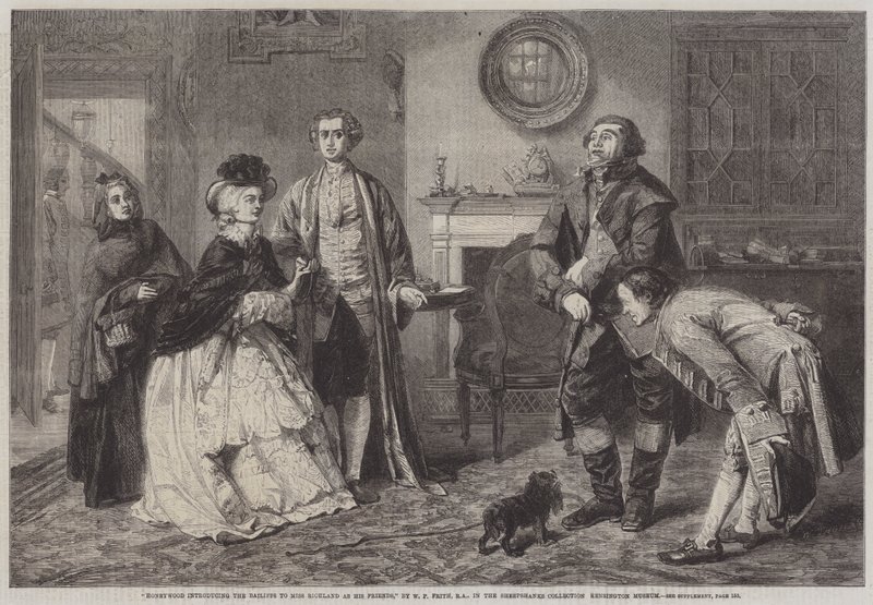 Honeywood introduserer fogdene for frøken Richland som hans venner av William Powell Frith