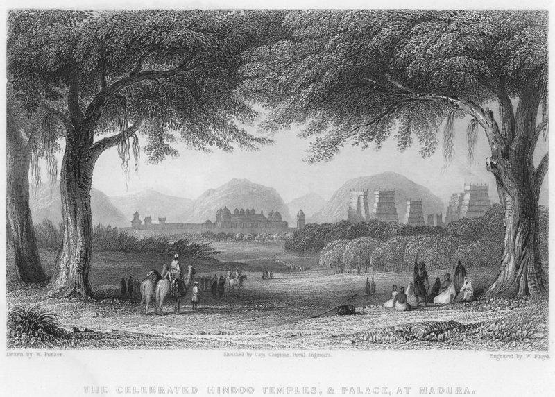 De berømte hindootemplene og palasset i Madura (gravering) av William Purser