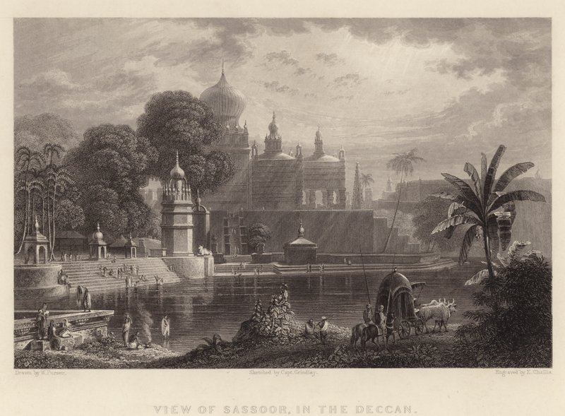 Utsikt over Sassoor, i Deccan (gravering) av William Purser