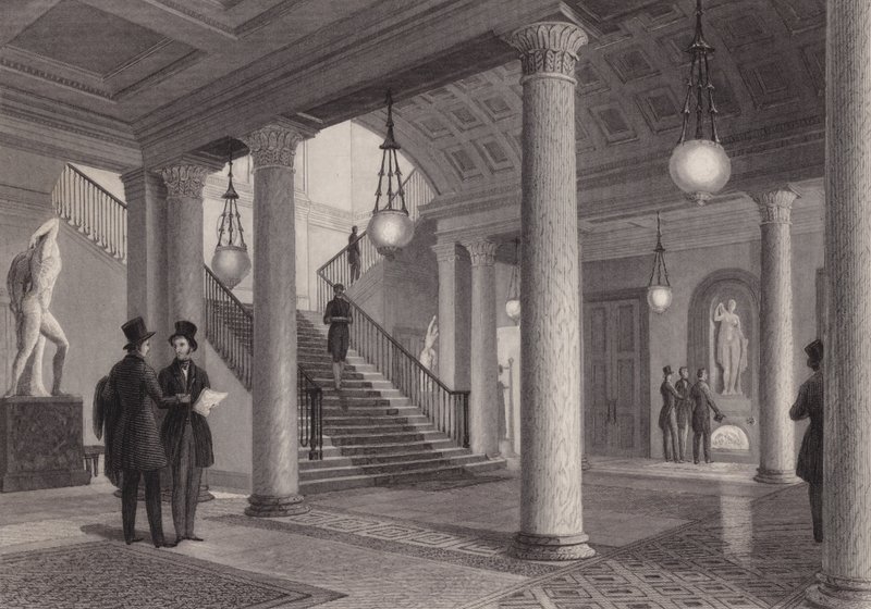 Hall of the Athenaeum Club, Westminster, London (gravering) av William Radclyffe