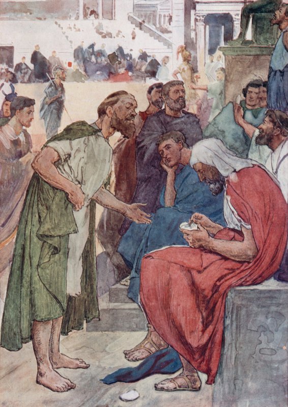 Aristides and the Citizen (farge litho) av William Rainey