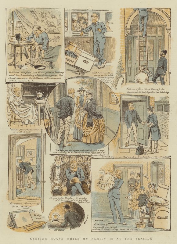 Holde huset mens familien min er ved sjøen (chromolitho) av William Ralston