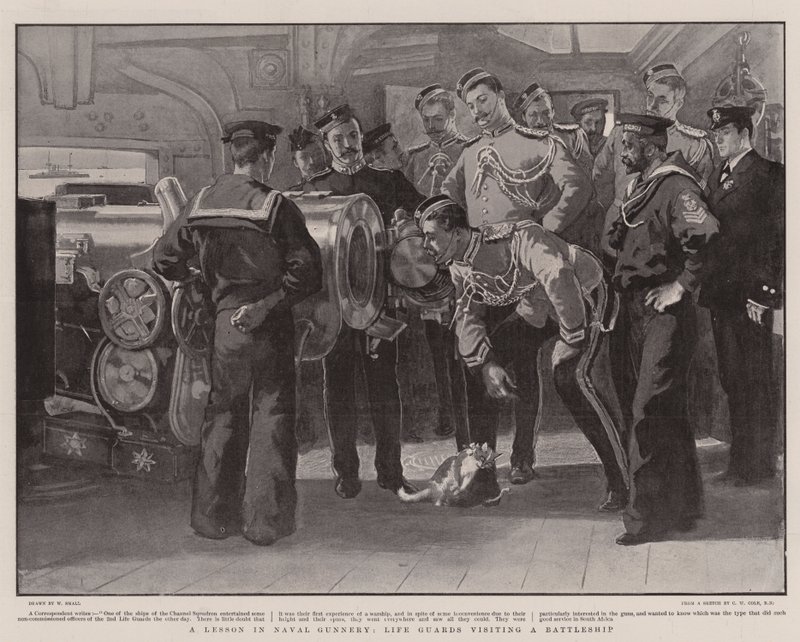 En leksjon i Naval Gunnery, Life Guards besøker et slagskip av William Small
