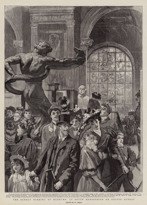 Søndagsåpningen av museer, i South Kensington på påskedag av William Small