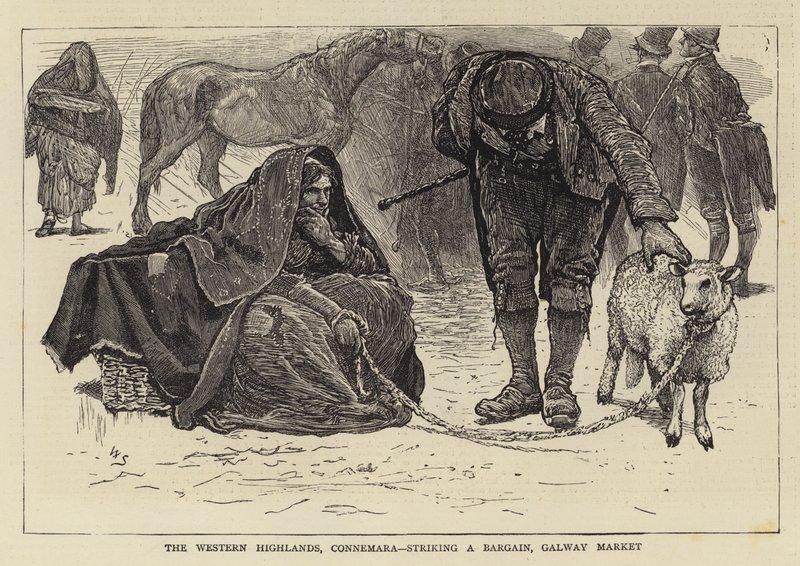Det vestlige høylandet, Connemara, er et røverkjøp, Galway Market av William Small