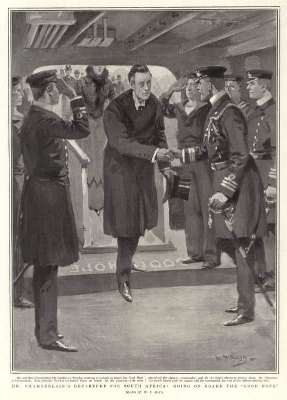 Mr Chamberlains avreise til Sør-Afrika, ombord på det gode håp av William T. Maud