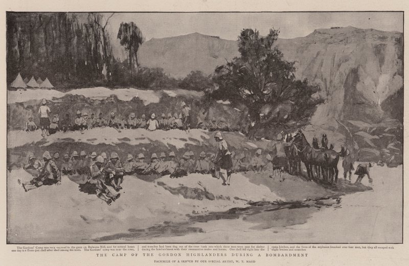 The Camp of the Gordon Highlanders under et bombardement av William T. Maud