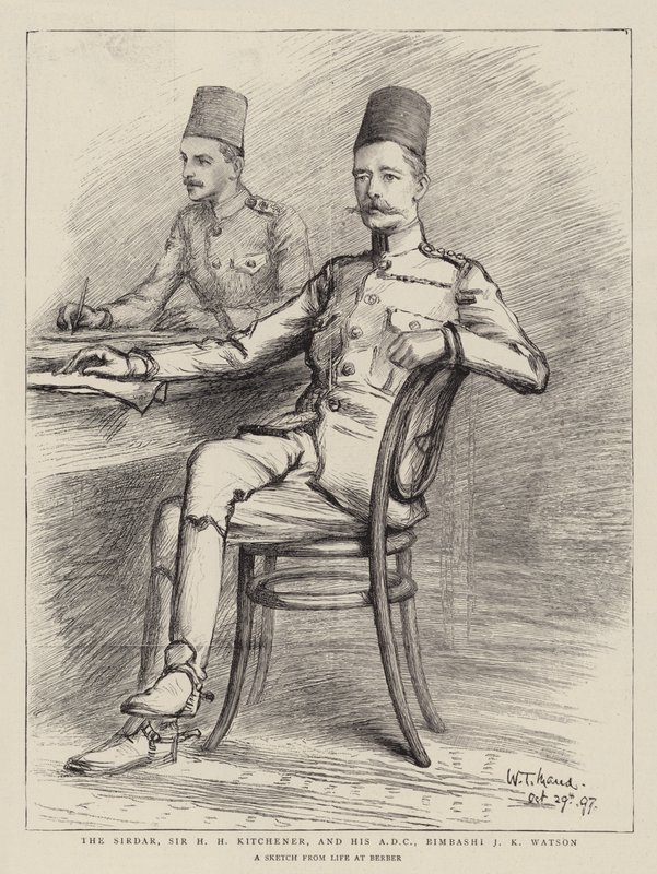 Sirdaren, Sir HH Kitchener, og hans ADC, Bimbashi JK Watson av William T. Maud