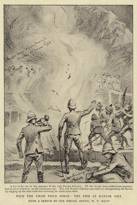 Med Tirah Field Force, brannen ved Kangar Gali av William T. Maud