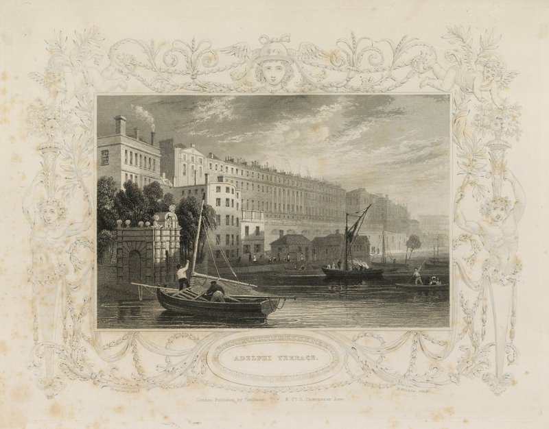 Adelphi Terrace, inkludert Water Gate, York Buildings, London av William Tombleson