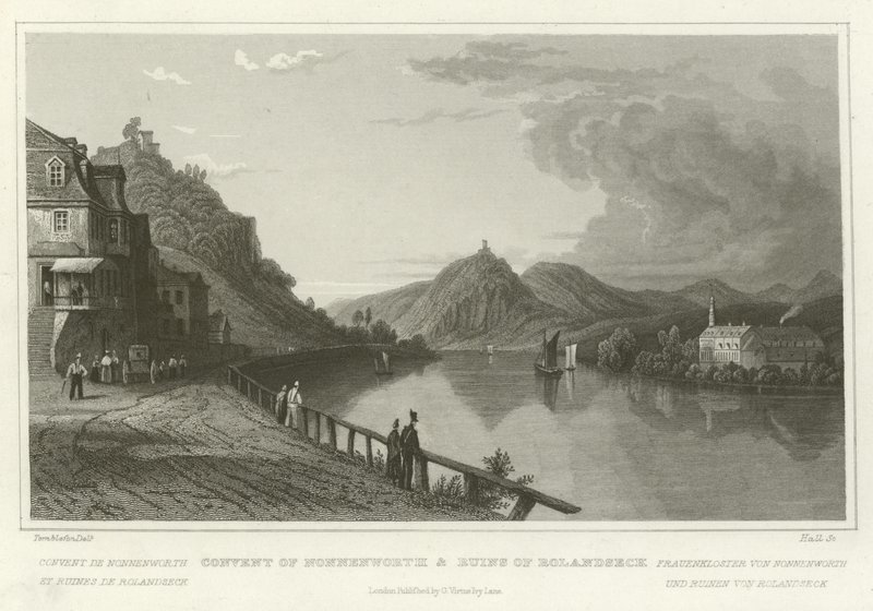 Klosteret Nonnenworth og ruinene av Rolandseck av William Tombleson