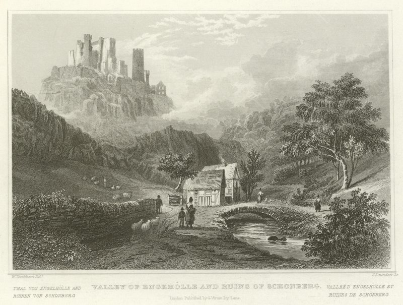 Valley of Engeholle og ruinene av Schonberg av William Tombleson