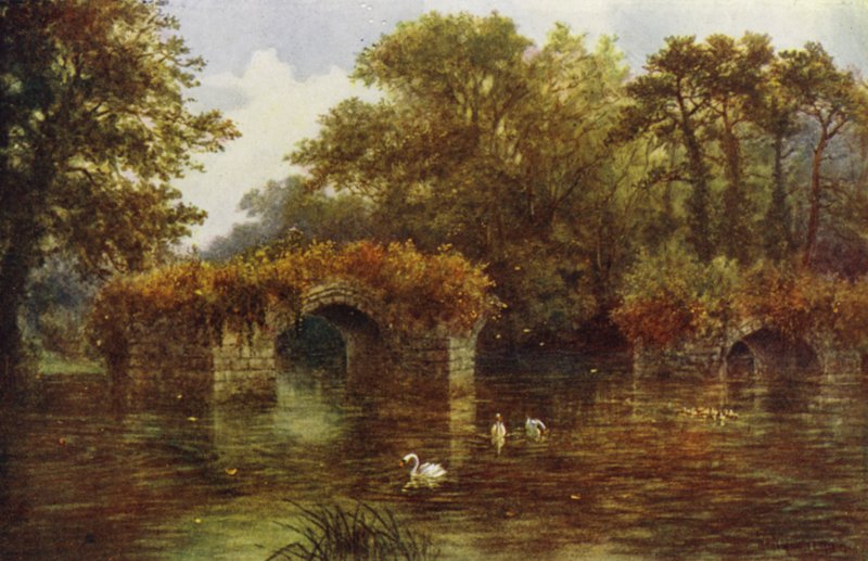 River Avon, Warwick Castle (farge litho) av William W. Quatremain