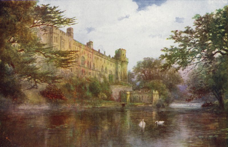 Warwick Castle, fra Avon (farge litho) av William W. Quatremain