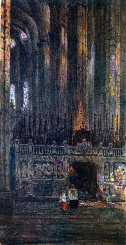 Barcelona, i katedralen (farge litho) av William Wiehe Collins