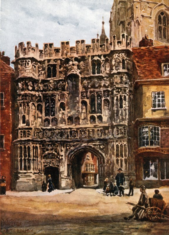 Canterbury, Christchurch Gateway (farge litho) av William Wiehe Collins