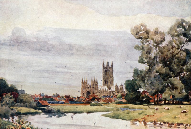 Canterbury from the Meadows (farge litho) av William Wiehe Collins