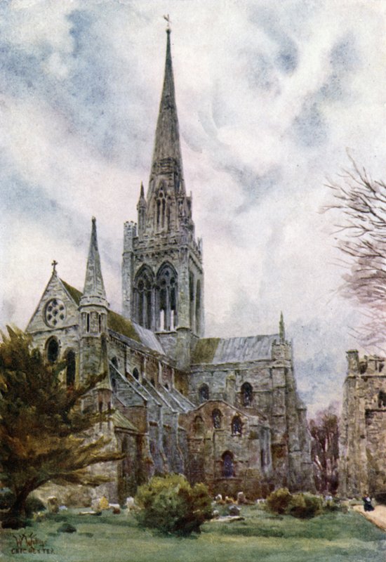 Chester fra nordøst (farge litho) av William Wiehe Collins
