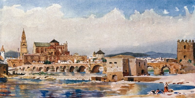 Cordoba, broen (farge litho) av William Wiehe Collins