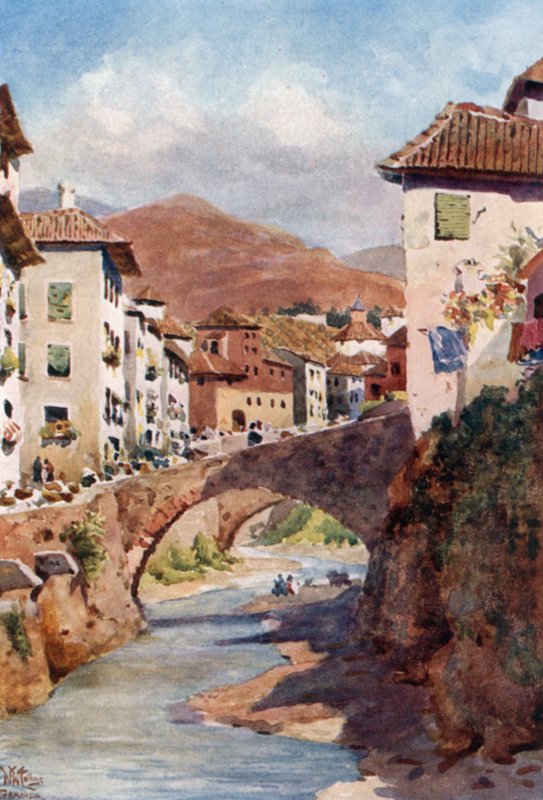 Granada, Calle del Darro (farge litho) av William Wiehe Collins