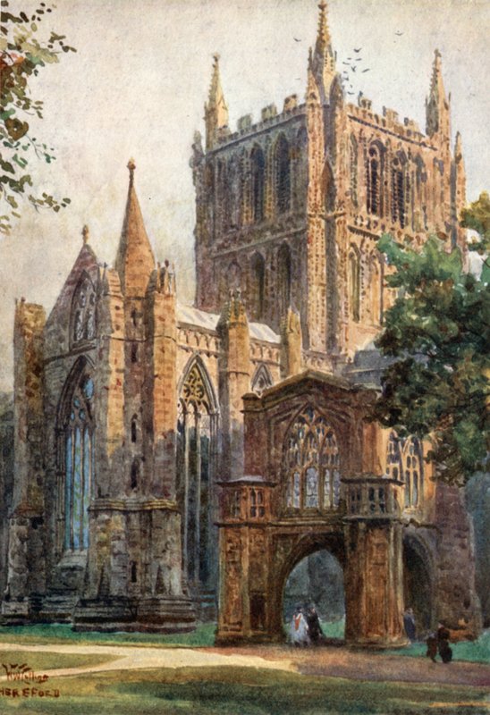 Hereford, North Transept (farge litho) av William Wiehe Collins
