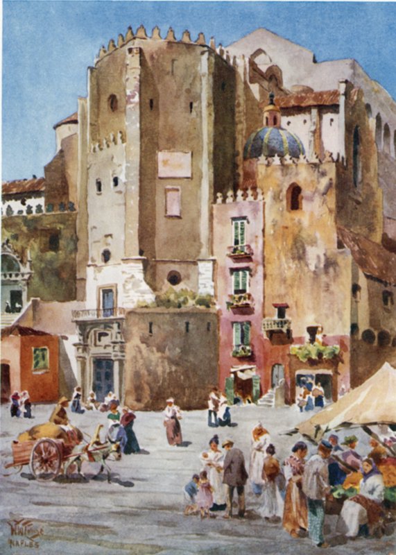 Napoli. S. Domenico Maggiore (farge litho) av William Wiehe Collins