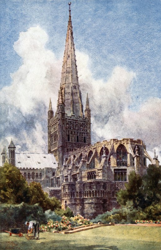 Norwich fra nordøst (farge litho) av William Wiehe Collins