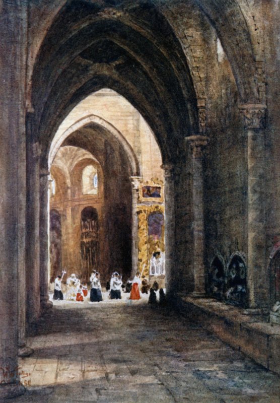 Orense, i katedralen (farge litho) av William Wiehe Collins