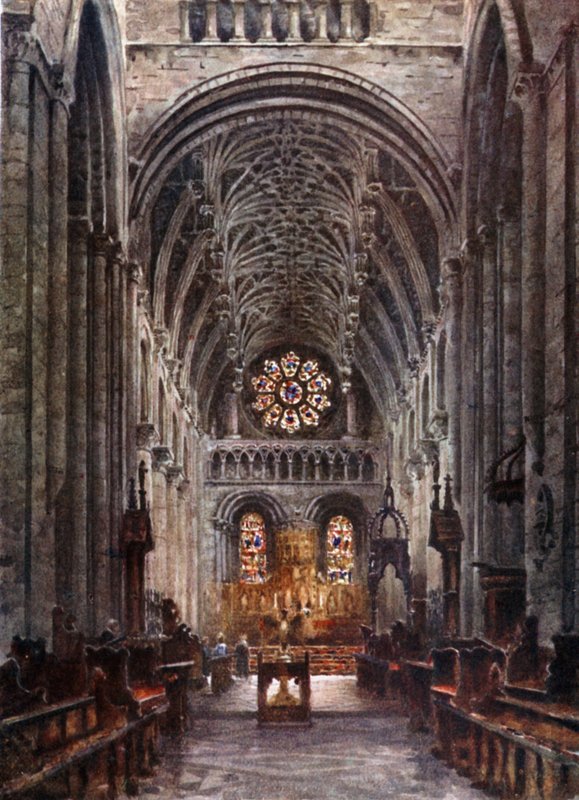 Oxford, Christchurch. Interiør av skipet (farge litho) av William Wiehe Collins