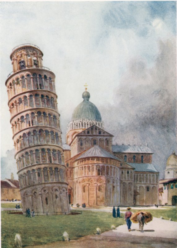 Pisa. Campanile og Duomo (farge litho) av William Wiehe Collins