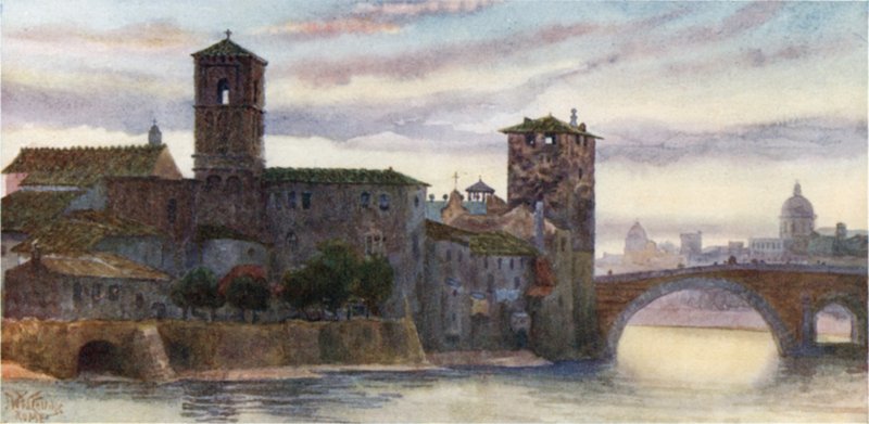 Roma. Isle of S. Bartolomeo (farge litho) av William Wiehe Collins