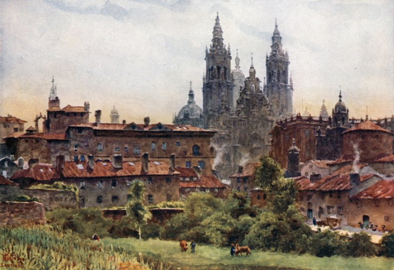 Santiago, katedralen (farge litho) av William Wiehe Collins