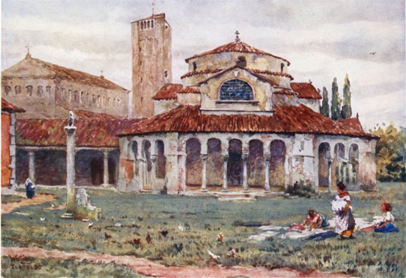 Torcello. Sta Fosca og katedralen (farge litho) av William Wiehe Collins