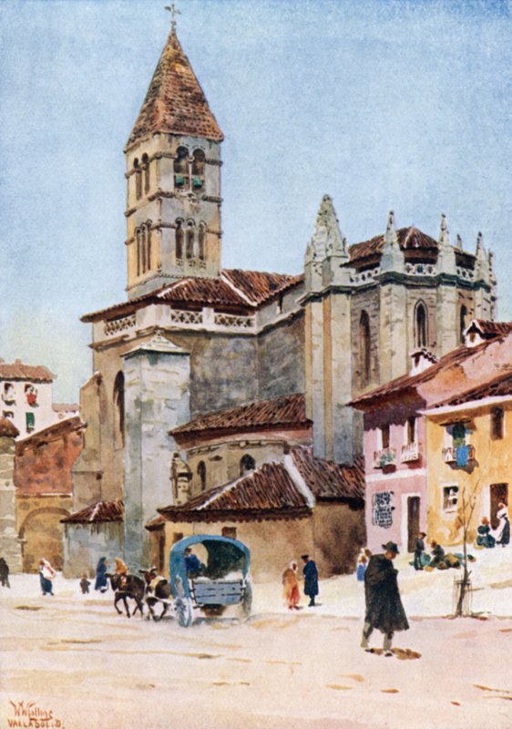 Valladolid, Santa Maria la Antigua (farge litho) av William Wiehe Collins