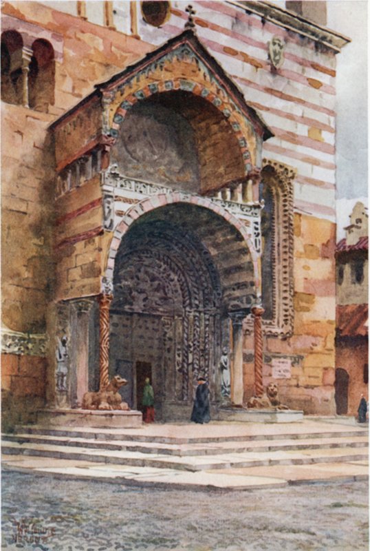 Verona. Verandaen til katedralen (farge litho) av William Wiehe Collins