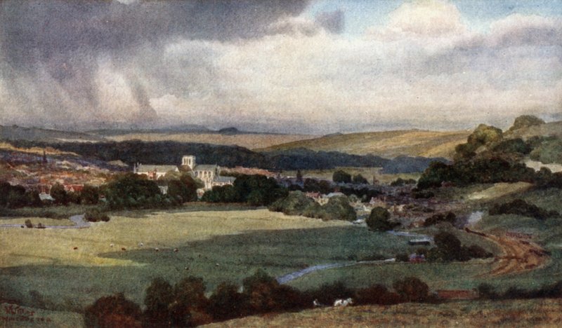 Winchester fra St. Catherine's Hill (farge litho) av William Wiehe Collins