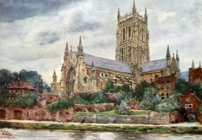 Worcester, katedralen (farge litho) av William Wiehe Collins