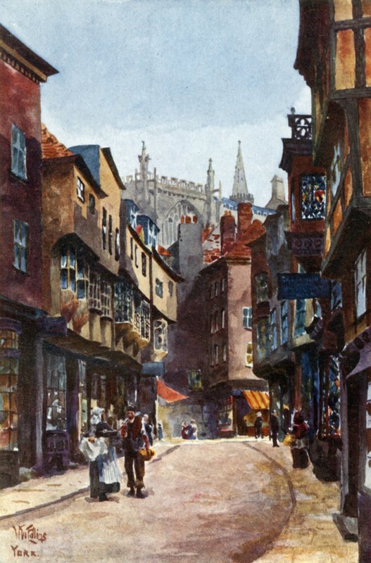 York, Stonegate (farge litho) av William Wiehe Collins