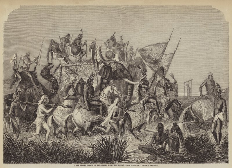 Sohir Singh, Rajah av sikhene, med sin eskorte av after A. Soltykoff
