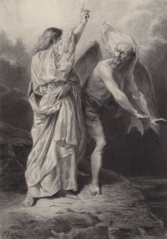 Kristus fristet av Djevelen av after Albert Robida