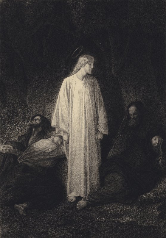 Jesus og de sovende disiplene av after Albert Robida