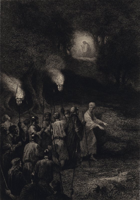 Judas forråder Jesus av after Albert Robida