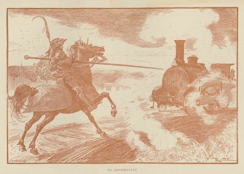 Lokomotivet av after Albert Robida