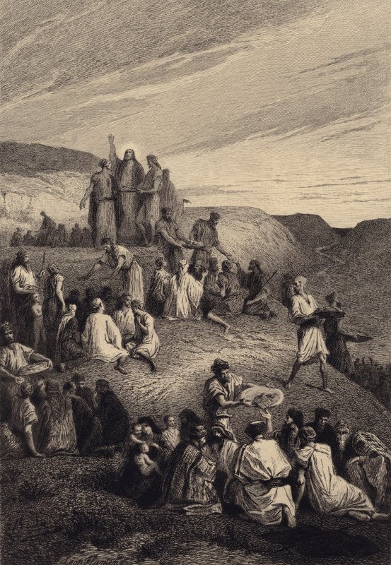 Mirakelet med brødene og fiskene av after Albert Robida