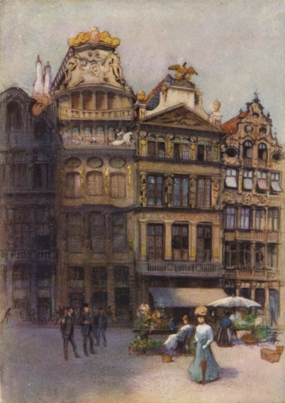 Gamle hus på Grande Place, Brussel av after Amedee Forestier