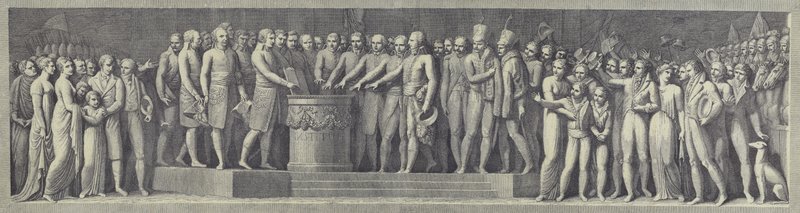Høytidelig avleggelse av eden som oppretter den cisalpine republikken, 29. juni 1796 av after Andrea Appiani the Elder